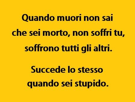 Quando muori non sei tu a soffrire, ma tutti gli altri. Succede lo stesso quando sei stupido.